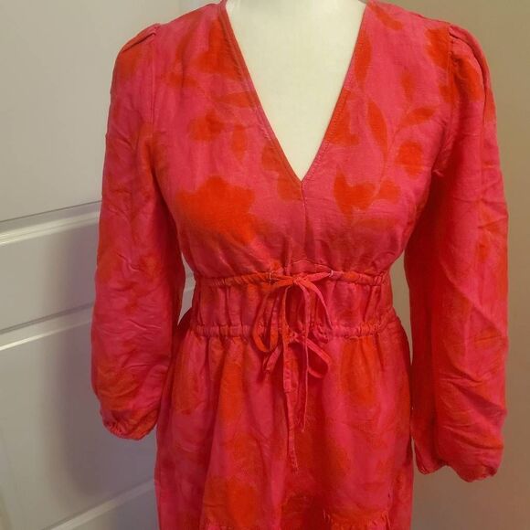 NWT Kate Spade xTarget Pink and Red Floral Midi Boho Linen Blend Dress. Size XS - Picture 2 of 11